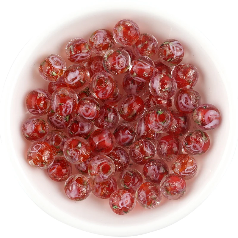 10 шт. разноцветные стеклянные бусины в форме цветка |