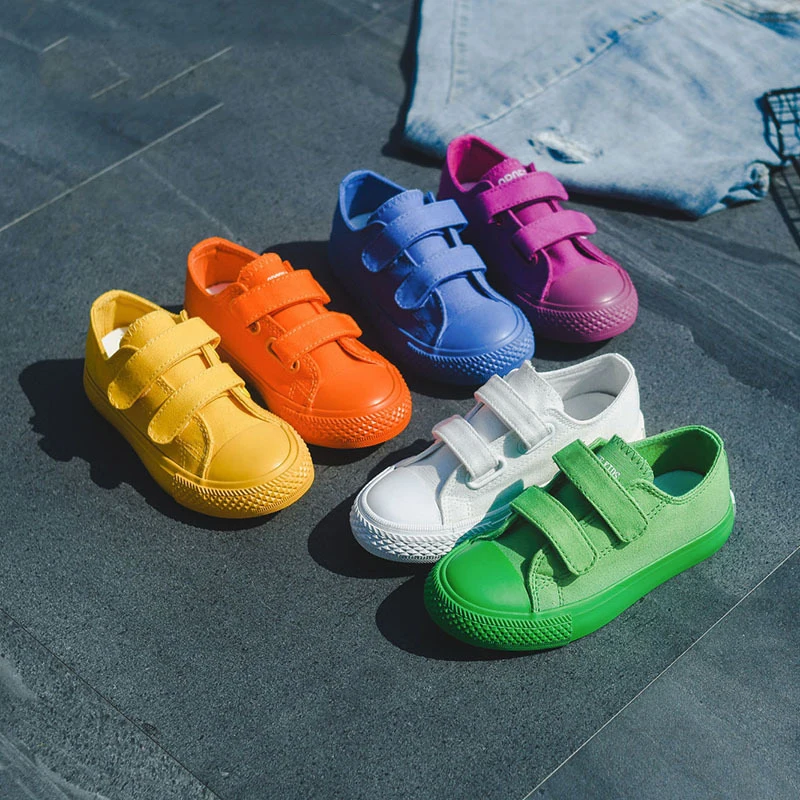 

2021 Children's Spring New Korean Candy Color Trend Boys and Girls Canvas Shoes Breathable Non-slip Kids Casual Shoes CS254