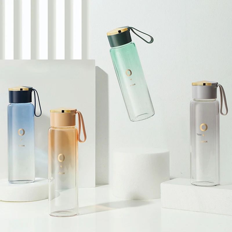 400 мл стеклянная бутылка для воды с градиентом Цвет веревкой милые модные