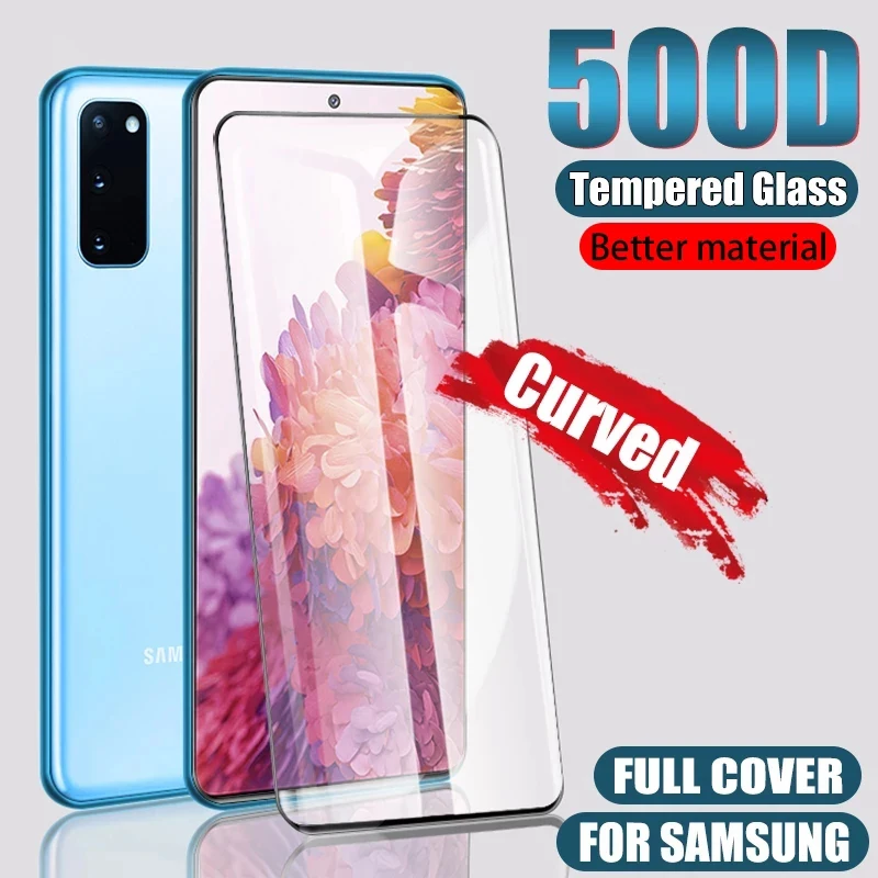 

Изогнутое закаленное стекло 500D для Samsung Note 8 9 10 Note 20 Ultra, Защита экрана для Samsung S8 S9 Plus S10 S20 S21 Ultra, стекло
