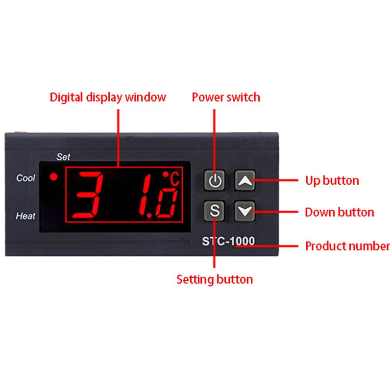 

Universal Digital Temperature Controller Adjustable Electronic Temperature Control Switch Cooling Heating Camping Outdoor Tool