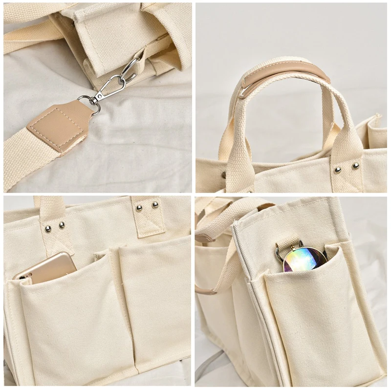 

2021 New Canvas Bag Reusable Shopping Bags Grocery Tote Bag Cotton Daily Use Handbags Women Casual Handbag