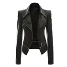 Женские осенние zipeer мягкая кожаная куртка с отложным воротником, повседневная обувь из Pu искусственной кожи в байкерском стиле черного цвета в стиле панк верхняя одежда