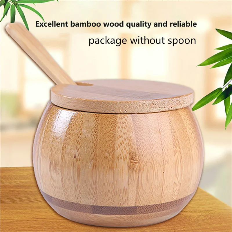 Деревянная банка для специй приправа с крышкой ложка кухонный инструмент ящик