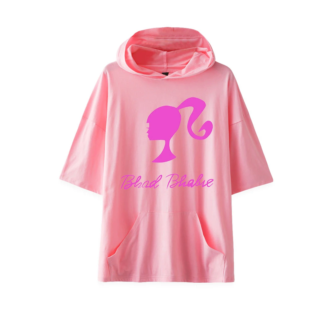 

WAWNI Bhad Bhabie Short-Sleeved Hooded Sweatshirt Loose Volleyball Harajuku Fashion Polyester Plus Cotton Hoodie Casual Tops