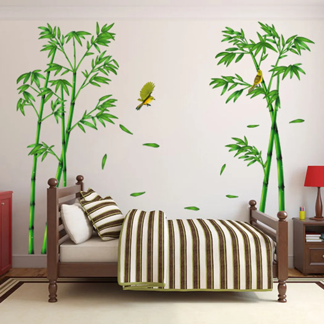 

Bamboo Wall Stickers Living Room Sofa TV Background Warm Decoration Study Wall Stickers Bags Drop Shipping