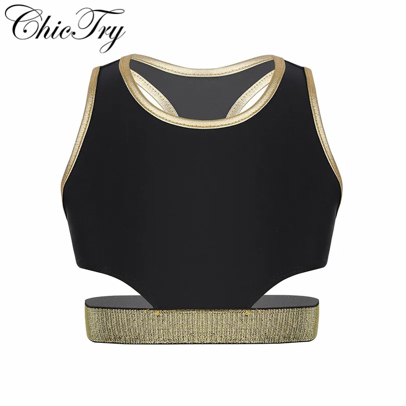 Детский Эластичный Топ без рукавов для девочек топ на бретельках-борцовках