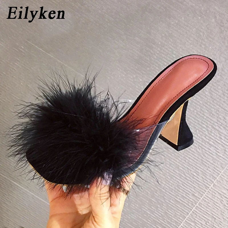 Женские мюли Eilyken летние новые Шлепанцы из ПВХ прозрачные на высоком каблуке