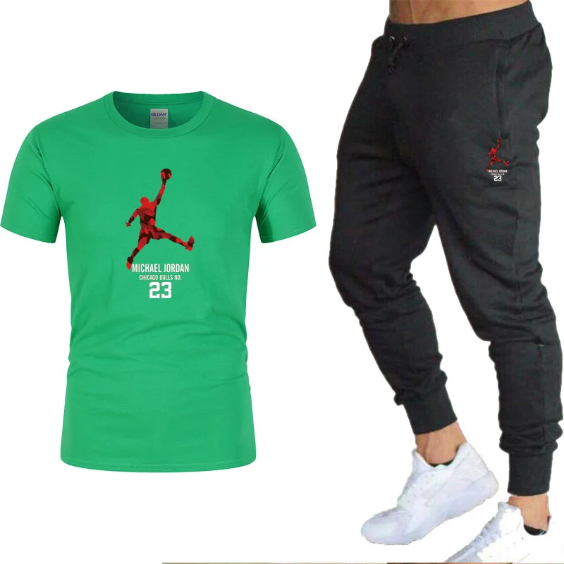 

Camiseta Y Pantaln Deportivo de Dos Piezas Para Hombre, Marca de Ropa Deportiva Informal, Algodn Puro, Hombre 2021