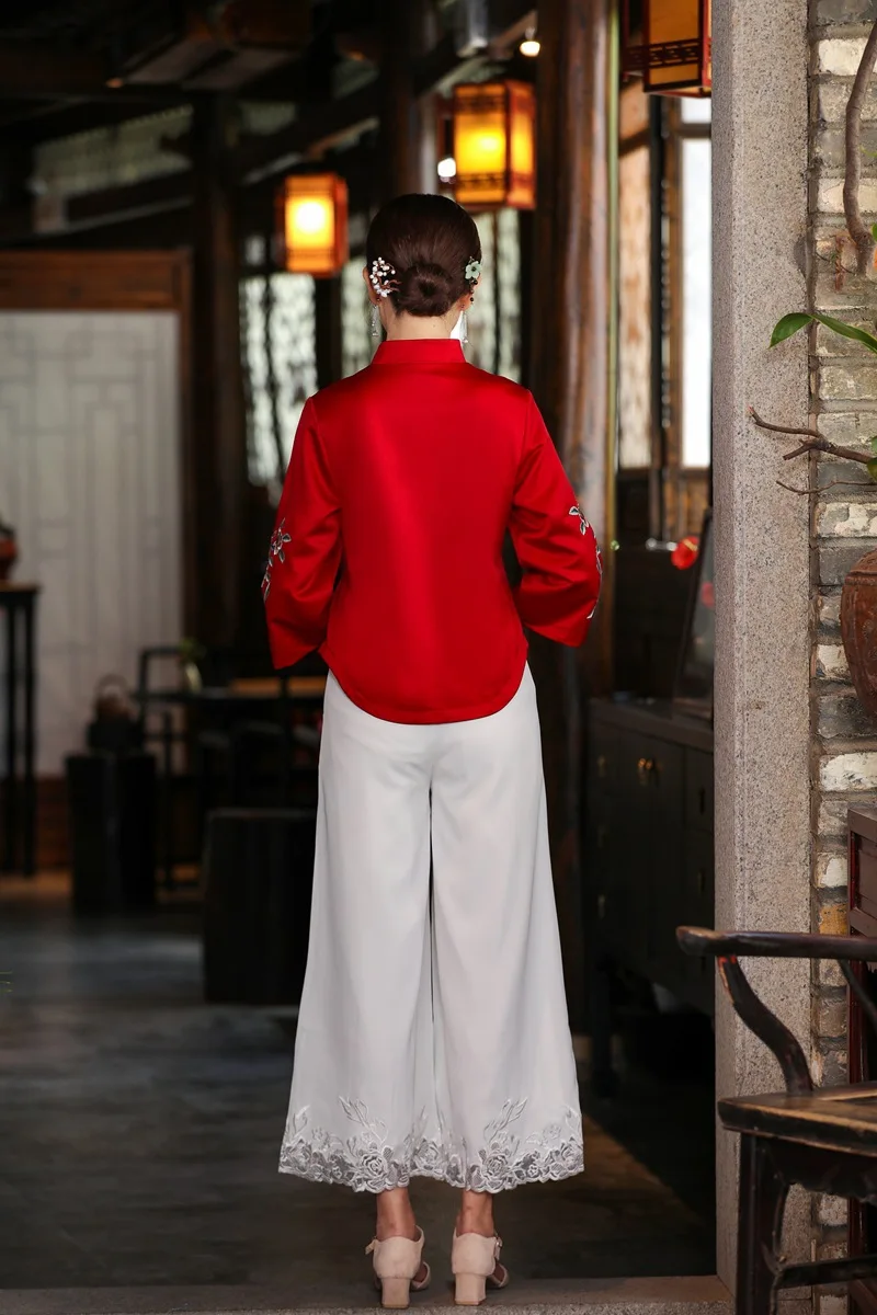 2022 традиционная китайская вышивка Цветочная женская одежда Топ рубашки |