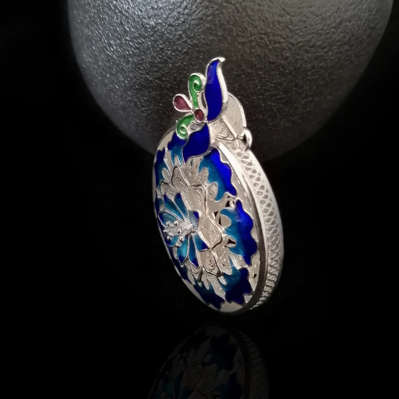 Bastiee Custom Necklace Pendant 999 Sterling Silver Cloisonne Enamel Jewelry Women Personalized Pendants Hmong Handmade