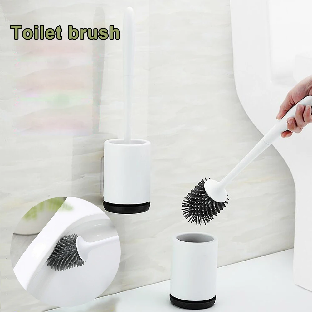 

Wall Mounted Toilet Brush Rubber Head Holder Cleaning Brush For Toilet Wall Hanging Household Floor Cleaning Bathroom Tool 3