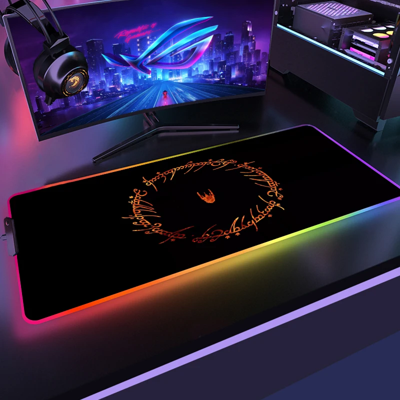 

RGB Lotrs Movie Rings Mouse Pad Alfombrilla Raton Mousepad Keyboard Pad LED Mause Pad No-slip with Backlit Tapis De Souris 30X60