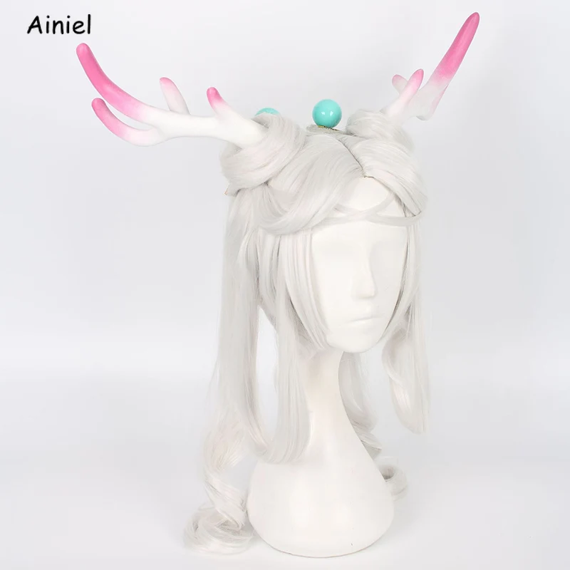 

Game 5v5 Arena Game Yao Meet the God Deer Wigs C Service Cosplay Costumes Halloween Costume Long Silver Hair For Women