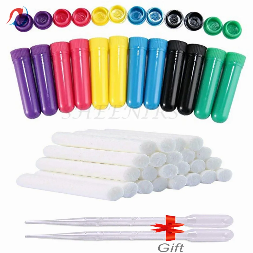 

50pcs/lot Aromatherapy inhaler tube 10 colors Blank Nasal inhaler with high grade polyester wicks