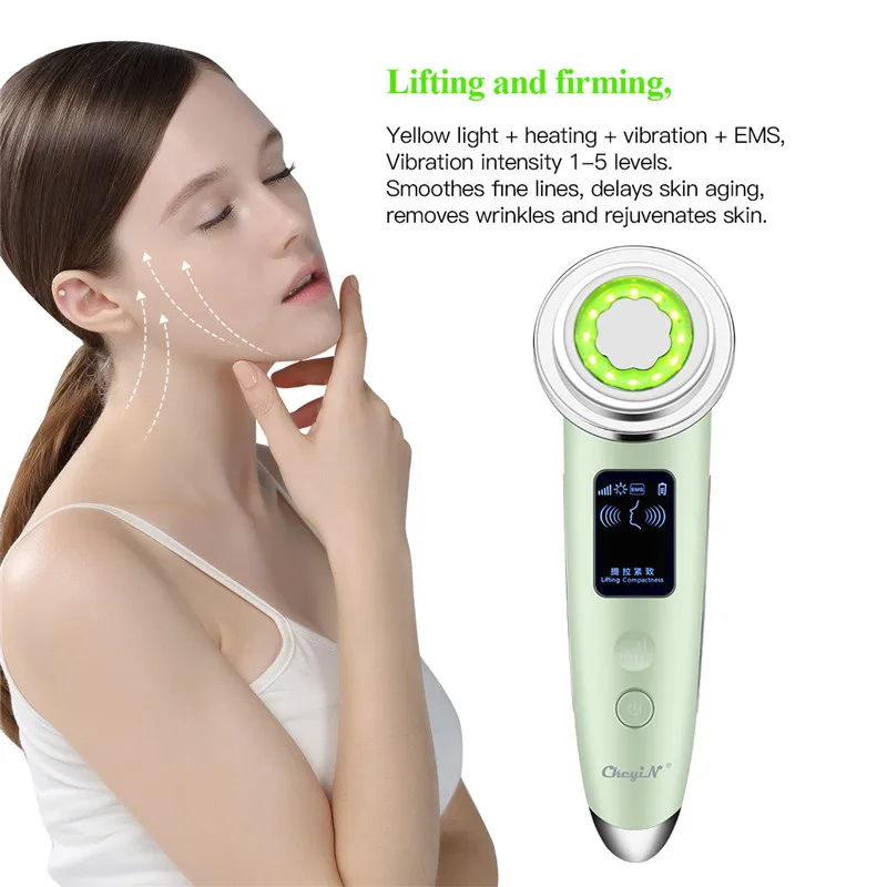 CkeyiN уход за кожей лица Массажер для лифтинга RF EMS светодиодный фотон обогрев