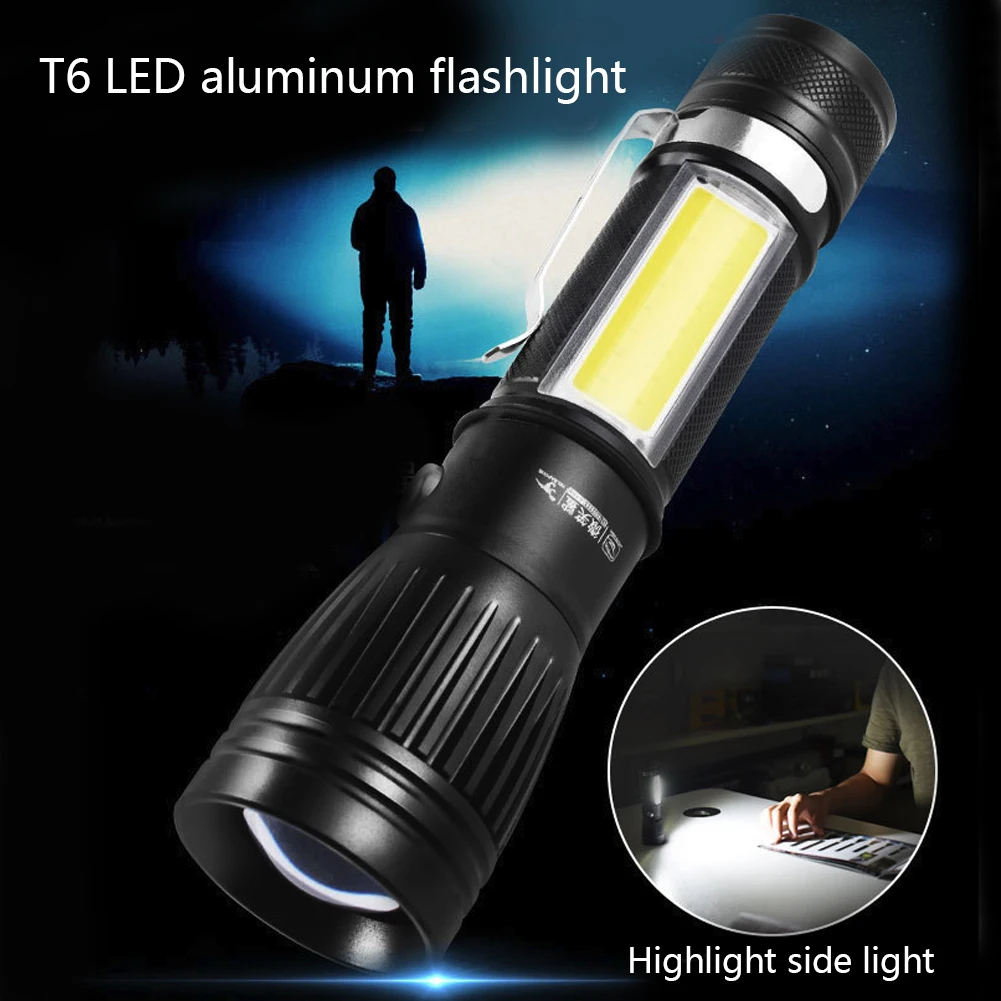 Светодиодный вспышка светильник USB Перезаряжаемые T6 Алюминий сплав Кемпинг