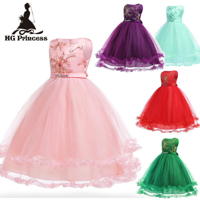 

Free Shipping Kids Dress 2020 New Arrival Flower Girl Dresses Ankle Length Children Evening Ball Gowns pageant dresses for girls