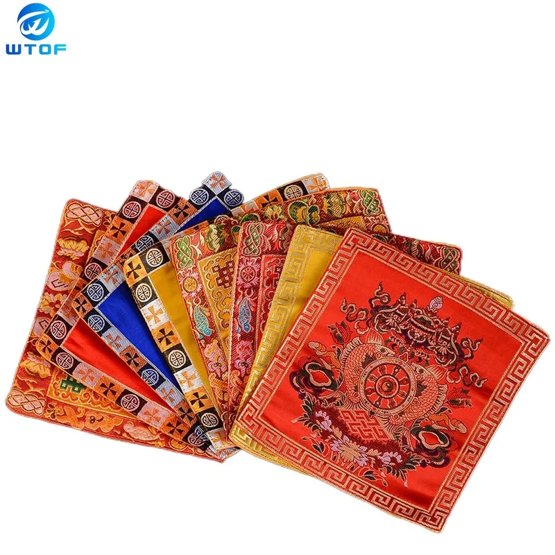 

Коврик для инструментов Dharma с тибетской вышивкой, коврик для инструментов Tantra Vajra Bell с двойной вышивкой, поворотное Золотое колесо, Противос...