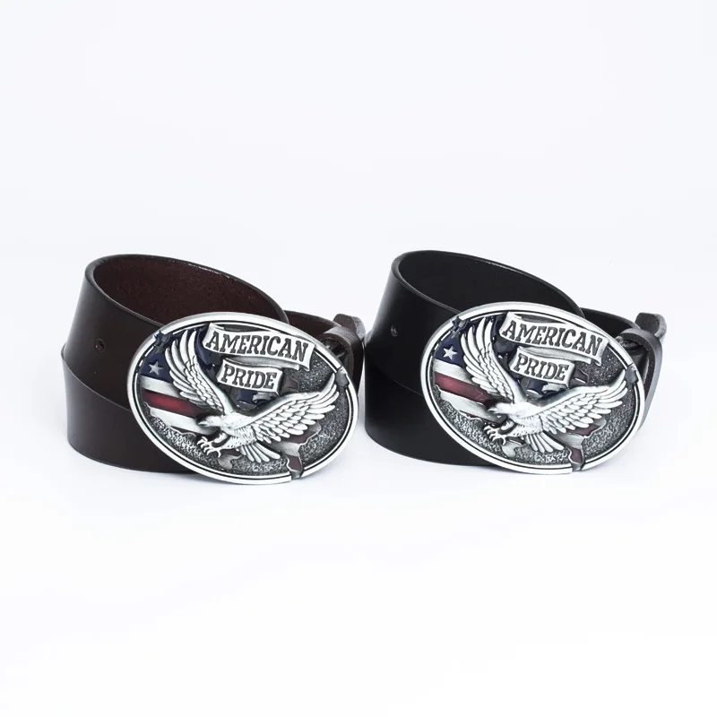 

Personalized Flag Eagle Oval Buckle Belt Retro Men's Leather Belt Trendy All-match Men's Belt