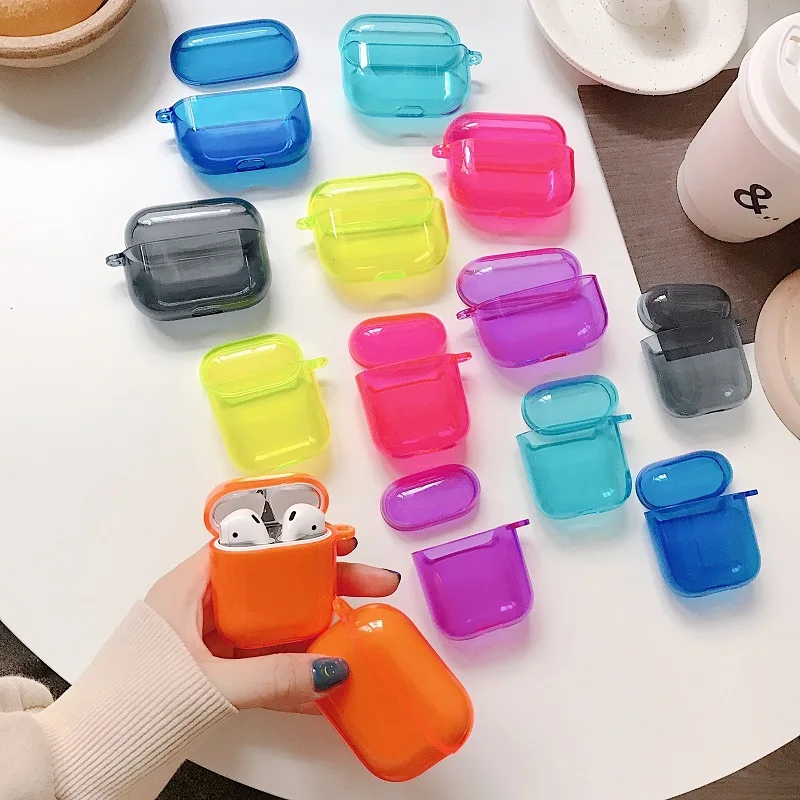 Флуоресцентный чехол ярких цветов для наушников Apple AirPods Pro 3 Air Pods 2 1 прозрачный