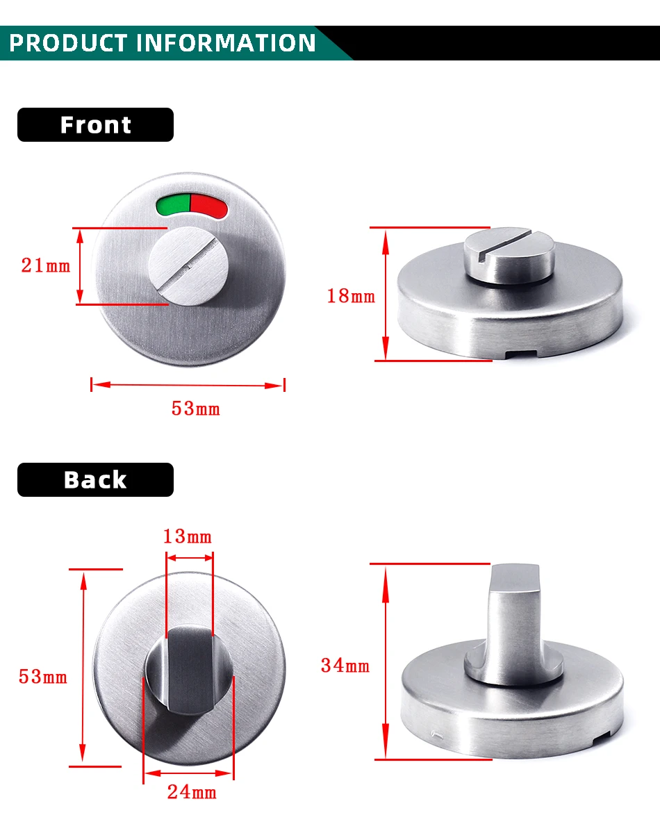 Bathroom Hardware Fittings Toilet Cubicles Indicator WC Door Lock Thumb Turn Knob Stainless Steel