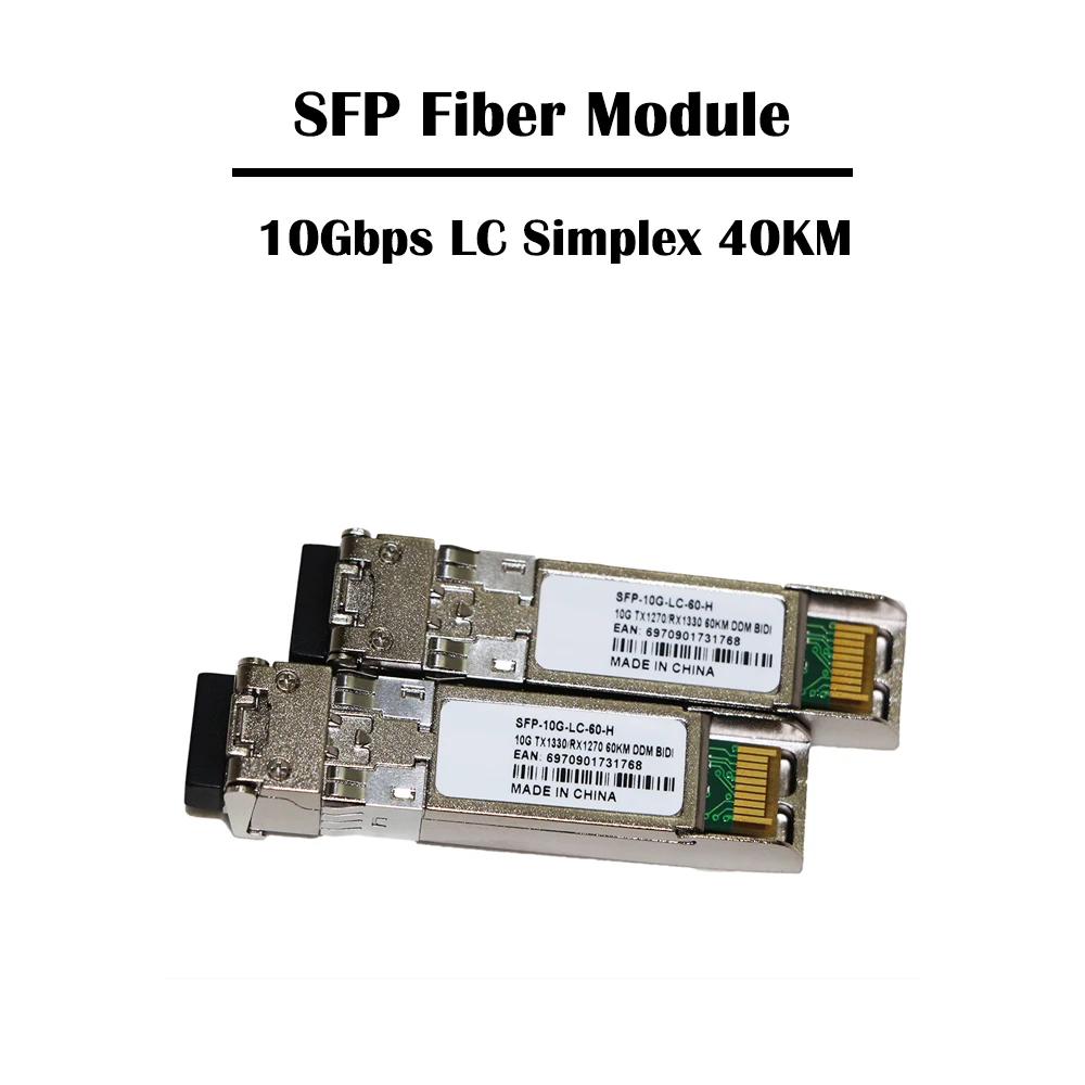 10 Гбит/с LC коннектор SFP модуль 20 км/40 км/60 км 1270/1330 DDM BIDI SM Simplex FTTH Ethernet Сетевая