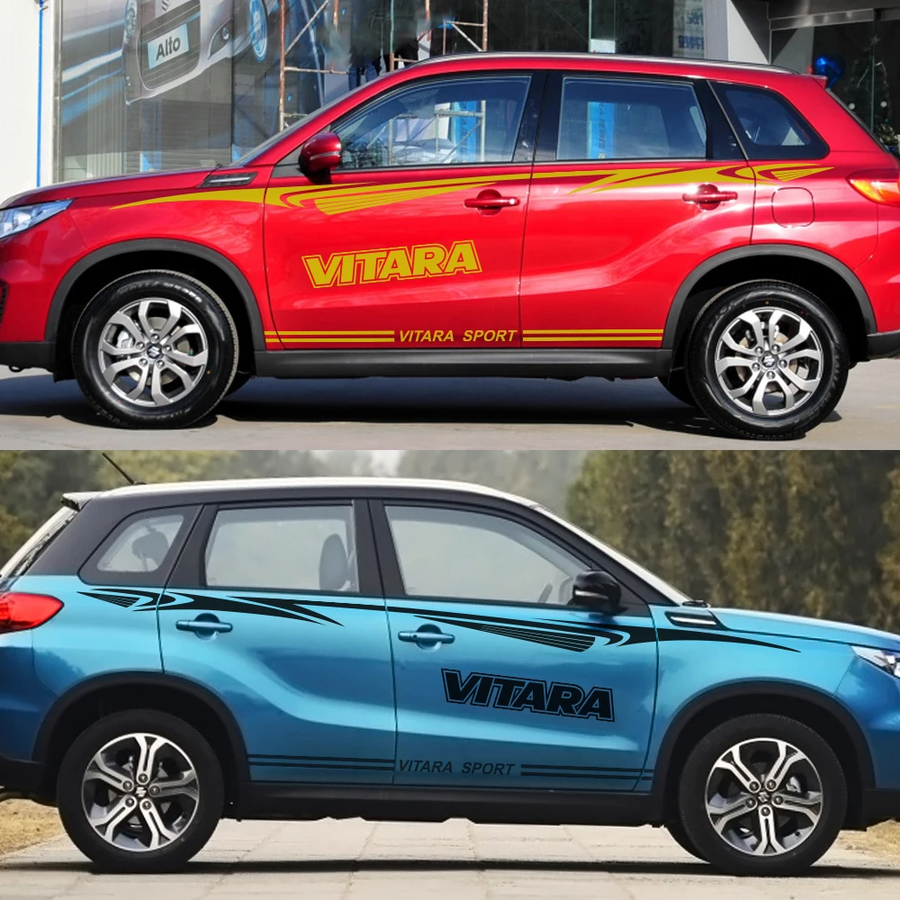 2 шт. автомобиль обе стороны двери наклейки для Suzuki Vitara Авто полоса виниловые