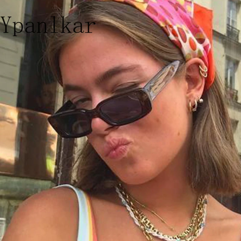 

Очки солнцезащитные женские прямоугольные, модные брендовые винтажные маленькие черные классические солнечные очки, Квадратные ретро сол...