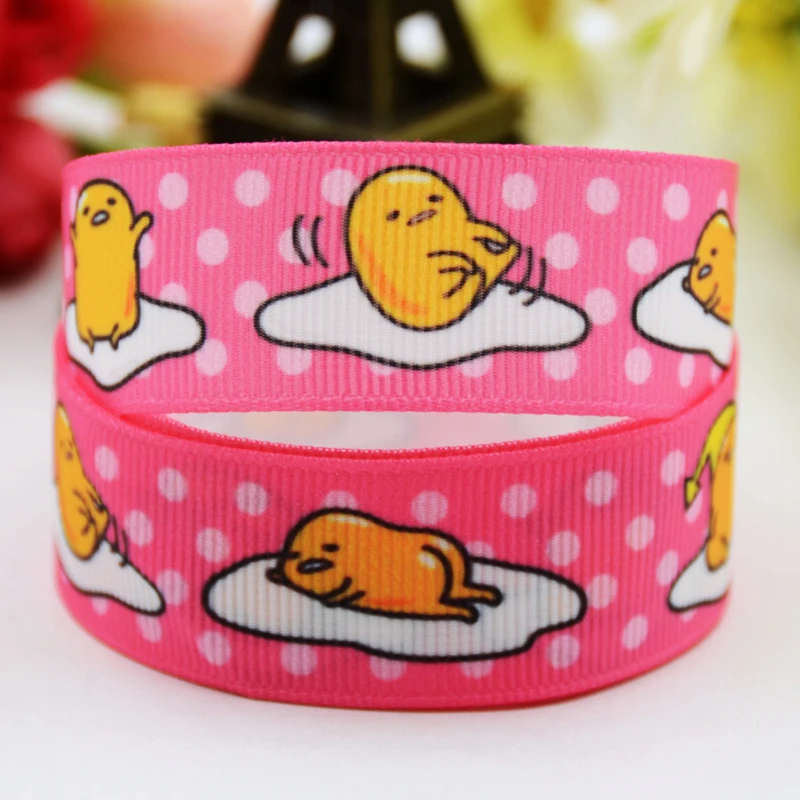 7/8 ''(22 мм) рубановая атласная лента Gudetama с мультипликационным принтом корсажная лента DIY Швейные принадлежности бант аксессуары для волос X-00880