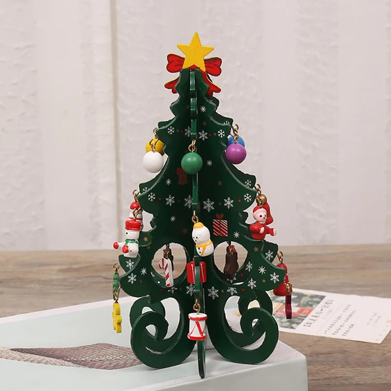 

Make DIY three-dimensional wooden Christmas tree scene layout Christmas tree children handmade Christmas decorations