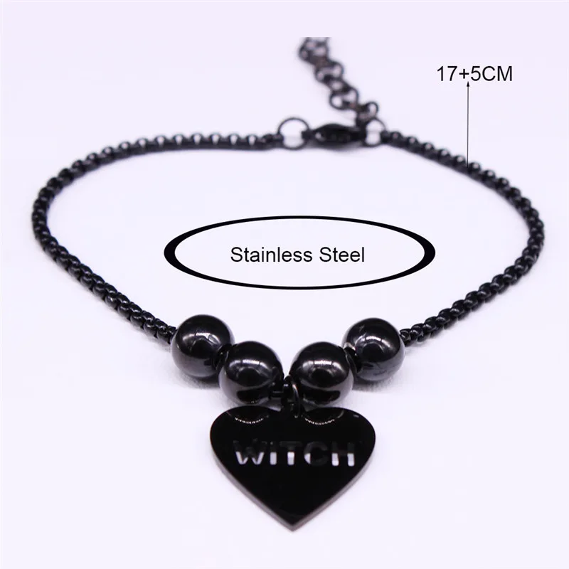

2021 Fashion Witch Stainless Steel Bracelet Women Black Color Bracelet Charm Jewelry pulsera acero inoxidable mujer B3514S03
