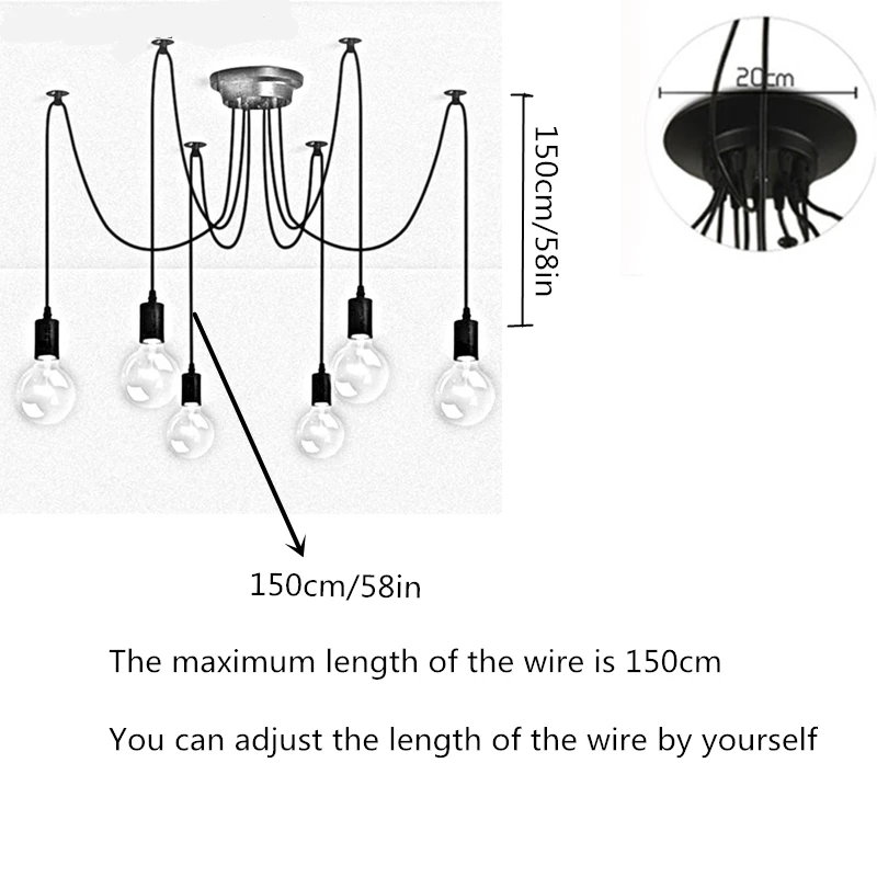 

Pendant Lights Lustres Spider Pendant Lamp Luminaire Multiple Adjustable Retro Hanglamp Abajur Fixture Lighting Led Home E27
