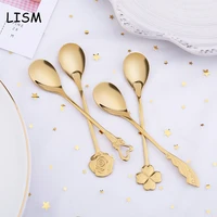 8pcs mini tea spoons 304 stainless steel cutlery set unique shape dessert spoon gold tea cake small coffee spoon scoop teaspoons