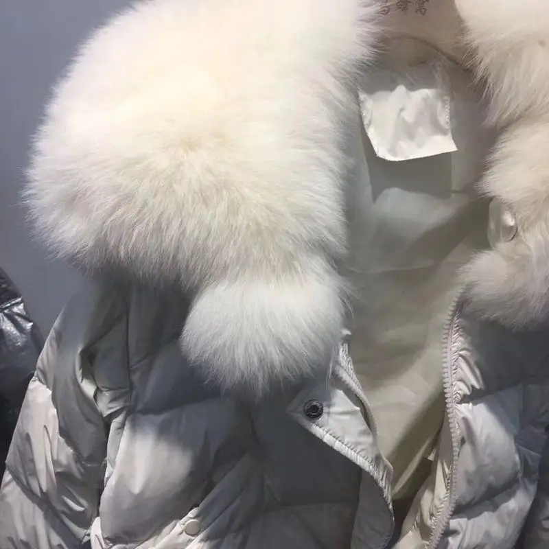 Пуховик женский на белом утином пуху с меховым воротником YY1465 | Женская одежда
