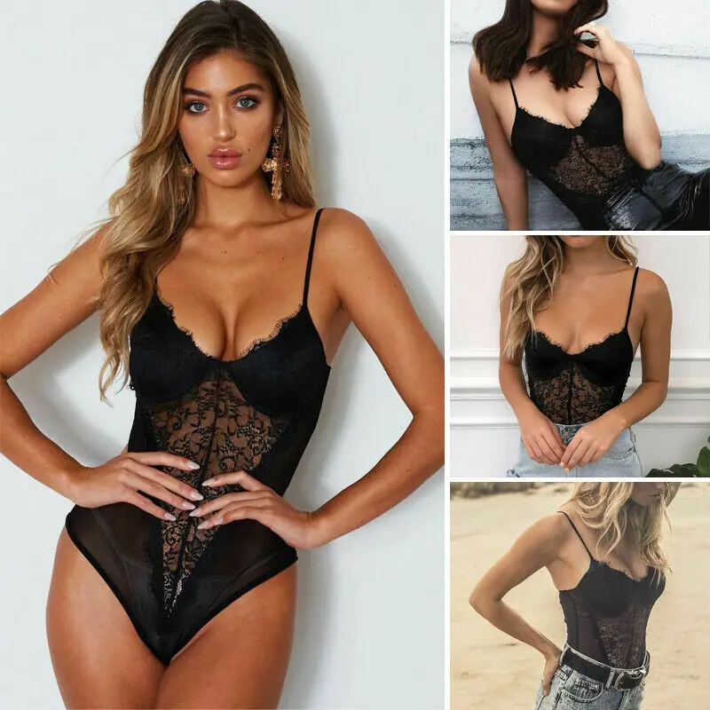 Женское черное пикантное Боди без рукавов сексуальный бюстгальтер эластичное