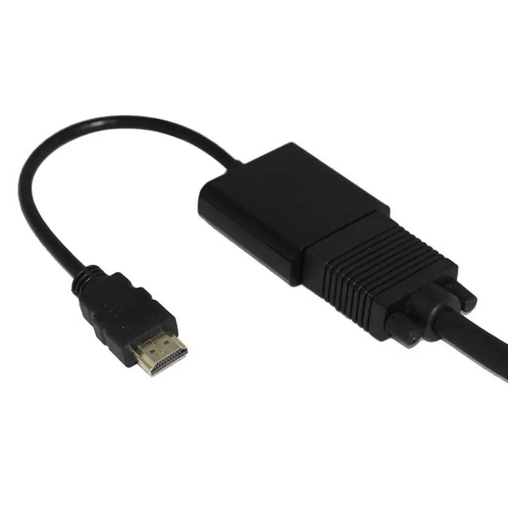 

1080P HDMI-compatible Male To VGA Female Video Cable Converter With 3.5mm Audio Adapter EW5 Black Color Durable Useful for TV