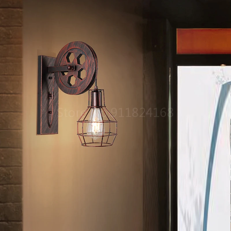 

Vintage industrial balcony led wall light creative personality western restaurant decorative lighting simple bedside night lamp