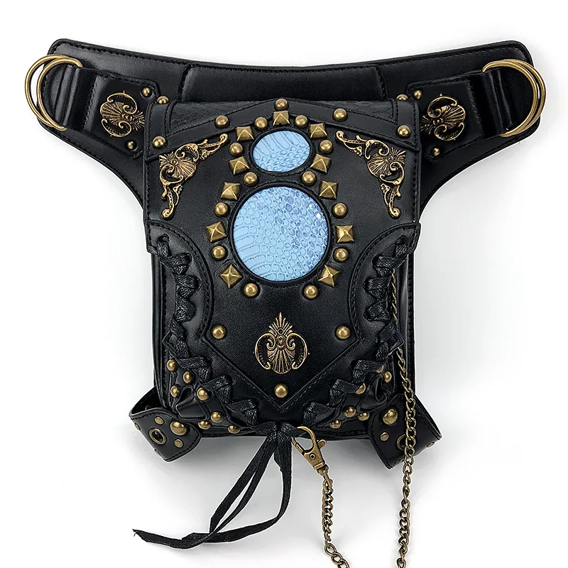 

Steampunk Bag Skull Punk Retro Rock Gothic Goth Shoulder Waist Bags Leg Thigh Bag Lady Hip Hop Rivet Packs Style for Women Mens