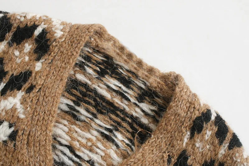 Дизайнерский женский зимний толстый вязаный кардиган пальто яркий цвет кружево