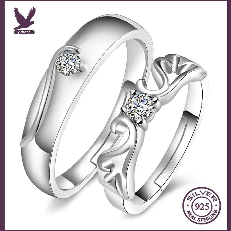 

Trendy кольцо Wedding Jewelry Couple Rings For Men Women 1pcs or 1pair Love Silver Crystal Engagement Ring Jewelry Free Shipping