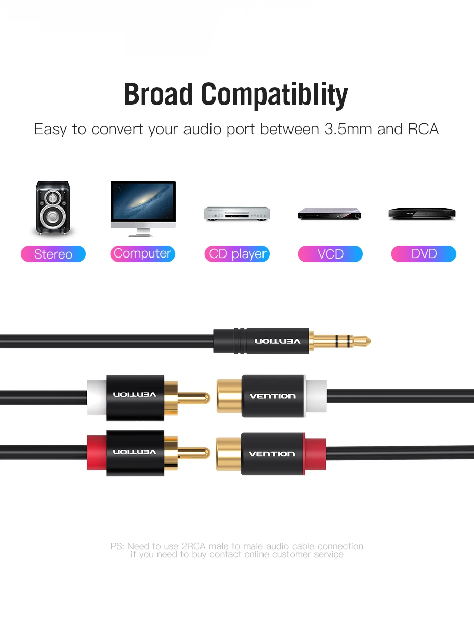Vention 3 5 мм аудио разъем RCA кабель Мужской к женскому стерео aux синий 0 m 2 джек Кабели