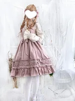 Japanese soft girl lolita dress JSK strap with OP long sleeve top with hair band