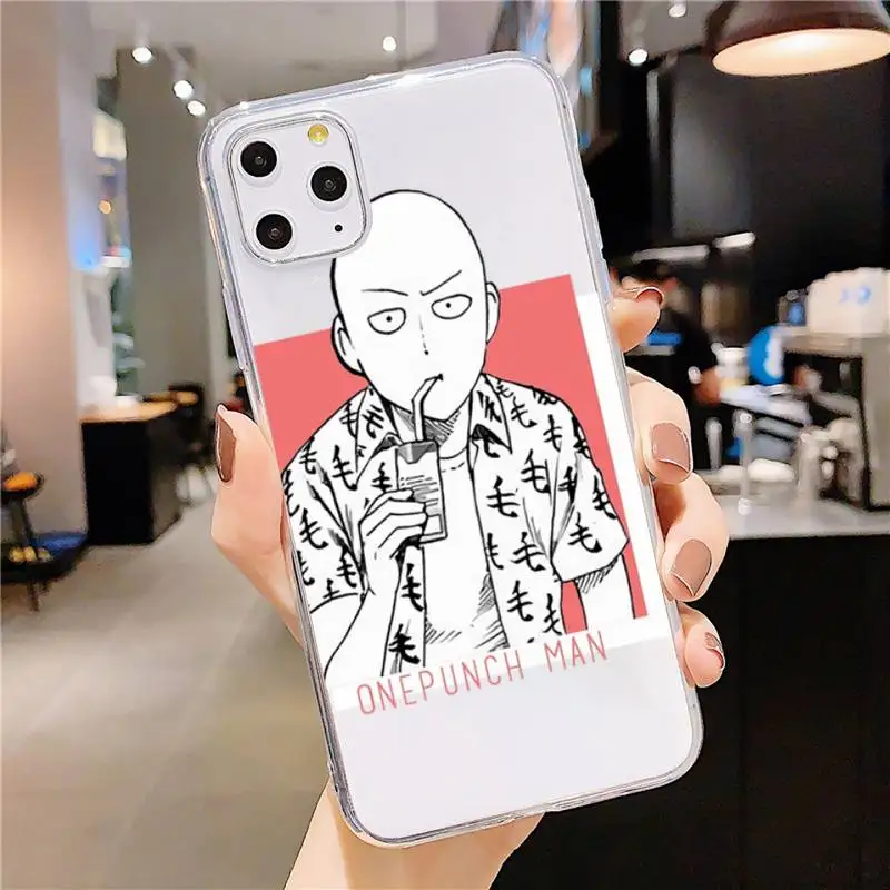 

Anime One Punch Man Phone Case Transparent soft For iphone 5 5s 5c se 6 6s 7 8 11 12 plus mini x xs xr pro max