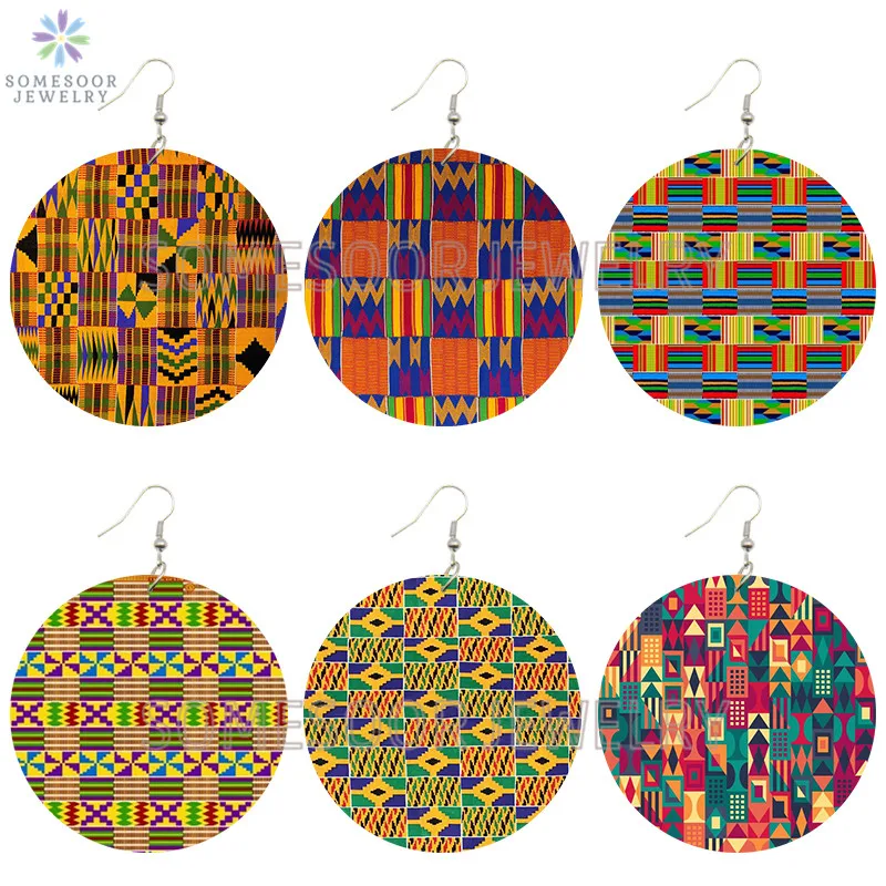SOMESOOR в африканском стиле В богемном деревянные серьги виде капель с принтом