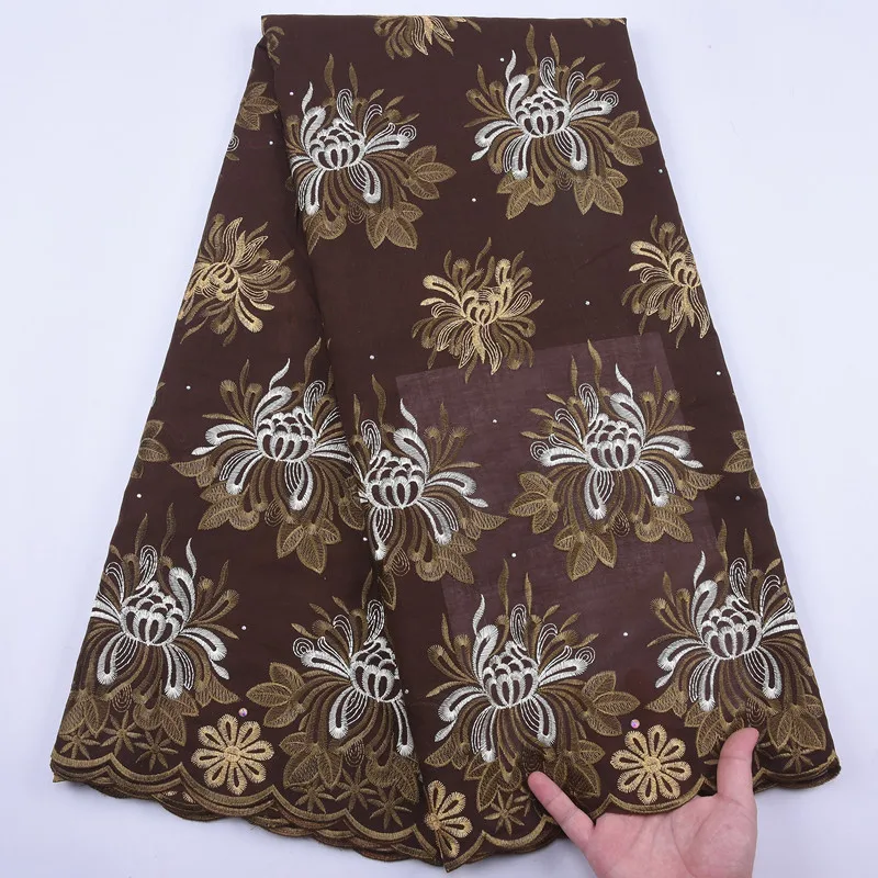 Кофейные цвета африканская сухая хлопчатобумажная кружевная ткань высокое
