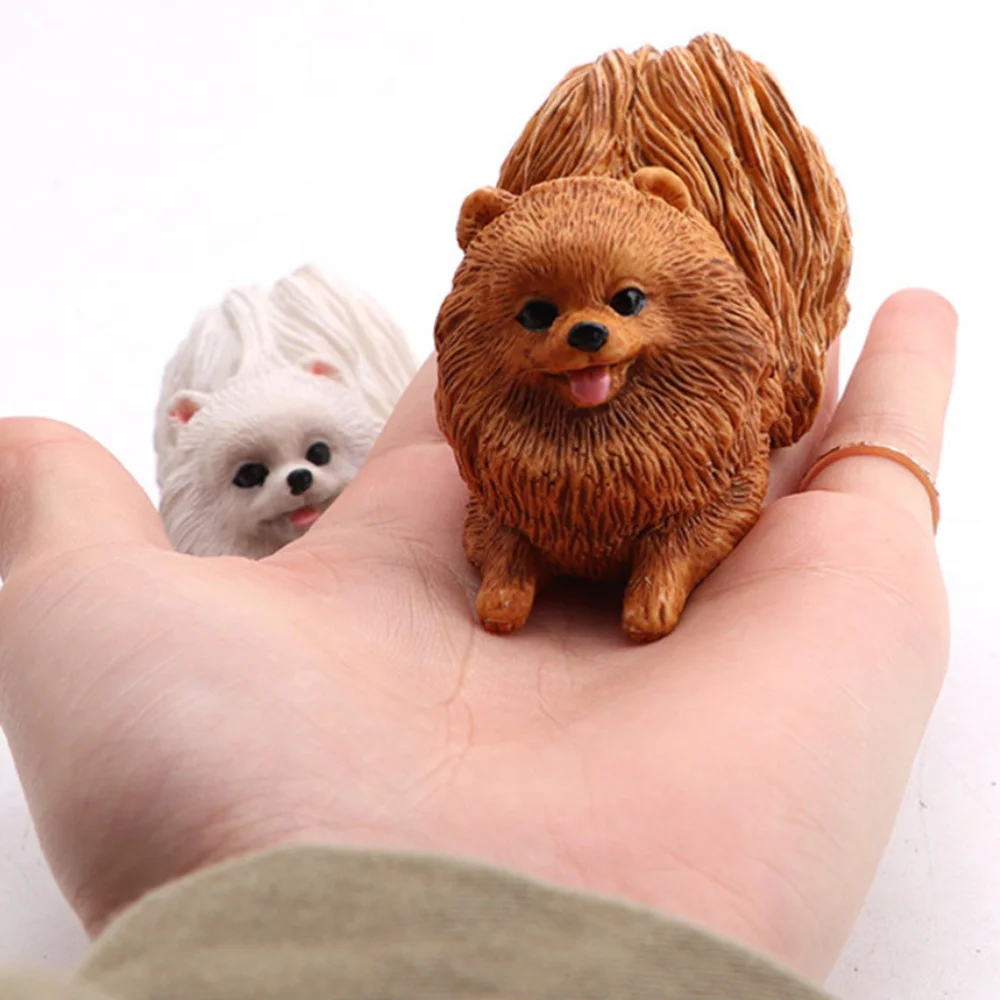 

1pc Simulated Pomeranian Dog Model Realistic Adorable Mini Pet Dog Model Craft (Brown)