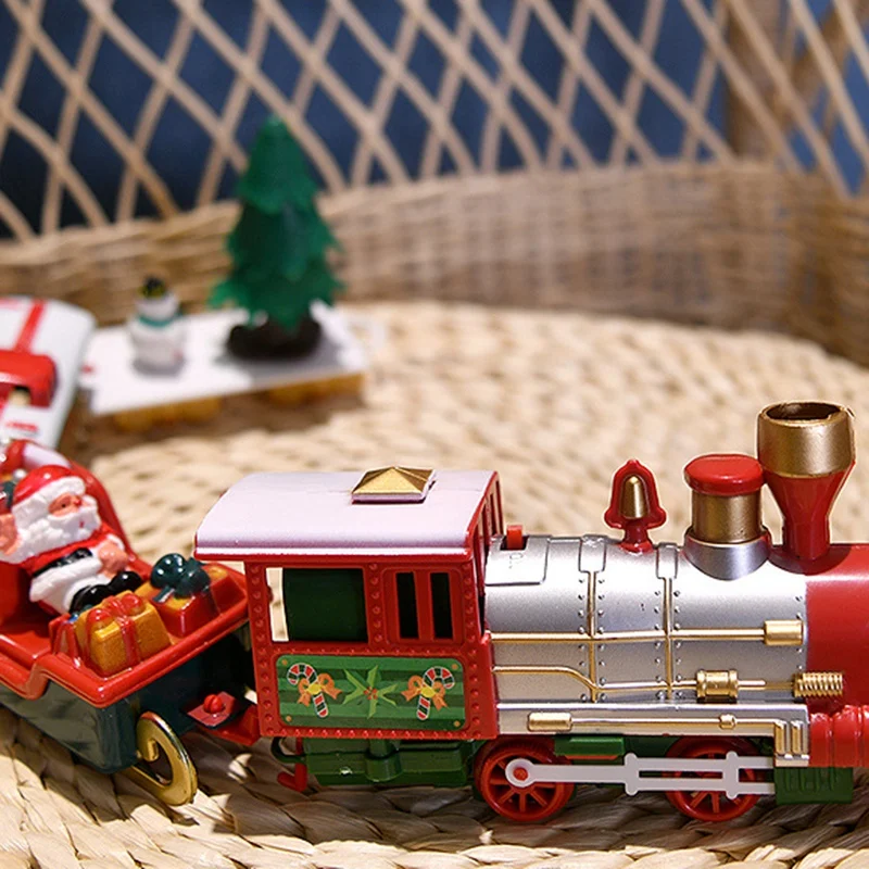 

Christmas Children Small Train Track Toy Electric Light Music Christmas Decoration Small Train Classical Track