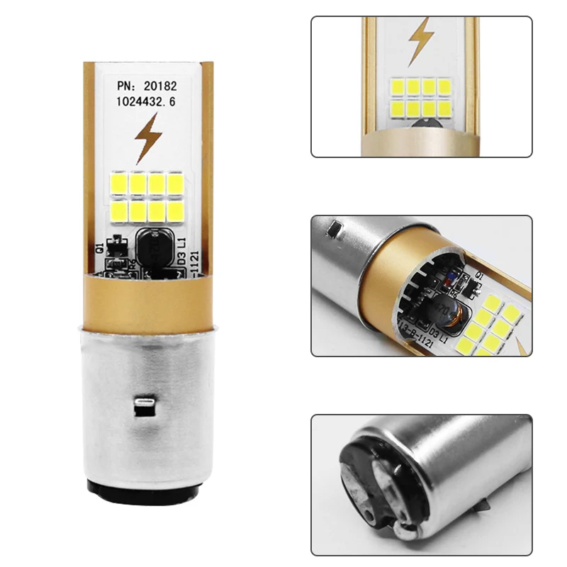 H4 BA20D мотоциклетные светодиодные фары лампы Hi Lo луч 3030 высокомощные чипы 6500 к