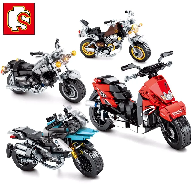 

Блоки Sembo Technic MOC механический тяжелый локомотив мотоцикл строительные наборы кубиков развивающая Игрушечная модель игрушки для мальчиков ...